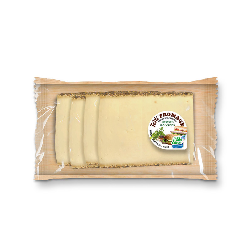 Festi-Fromage aux Herbes Poivrées 120g pour burger et sandwich - 4 tranches de 30g